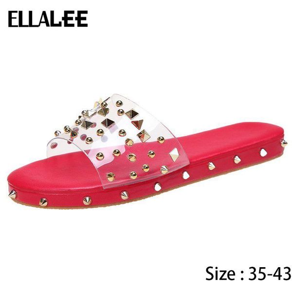 slippers woman outdoor 2021 spring/summer flat rivet fashionable cool transparent for women, Black
slippers woman outdoor 2021 spring/summer flat rivet fashionable cool transparent for women, Black