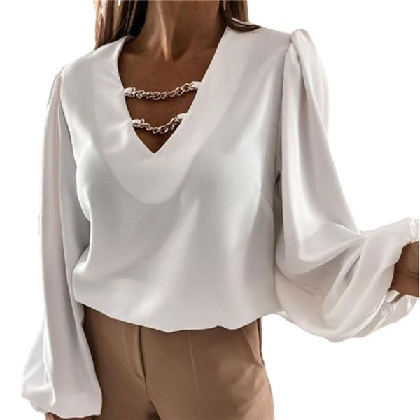 women's blouses & shirts spring autumn fashion long sleeve office blusa elegant solid chain v-neck blouse shirt women hollow out pullov, White
women's blouses & shirts spring autumn fashion long sleeve office blusa elegant solid chain v-neck blouse shirt women hollow out pullov, White
