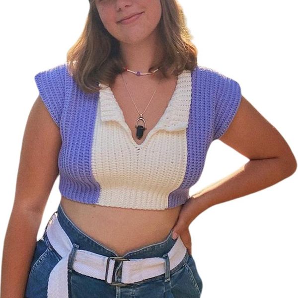 women's sweaters hirigin 2021 short color block lapel style navel spring clothing women casual soft knitted sweater streetwear, White;black
women's sweaters hirigin 2021 short color block lapel style navel spring clothing women casual soft knitted sweater streetwear, White;black