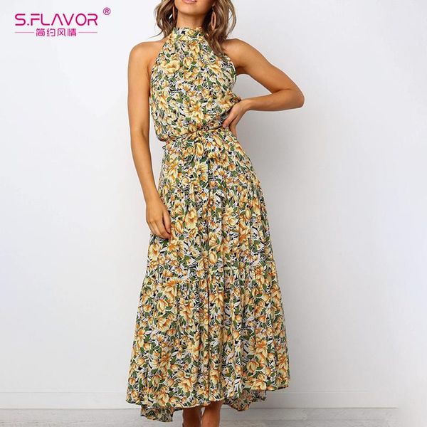 s.flavor ladies sleeveless floral print dress women halter slim bohemian beach holiday spring summer long casual dresses, Black;gray
s.flavor ladies sleeveless floral print dress women halter slim bohemian beach holiday spring summer long casual dresses, Black;gray