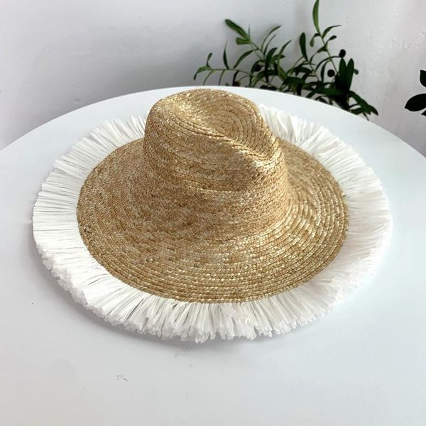 wide brim hats burrs tassel splicing sun protection outdoor shading straw hat summer women beach visor cap, Blue;gray
wide brim hats burrs tassel splicing sun protection outdoor shading straw hat summer women beach visor cap, Blue;gray