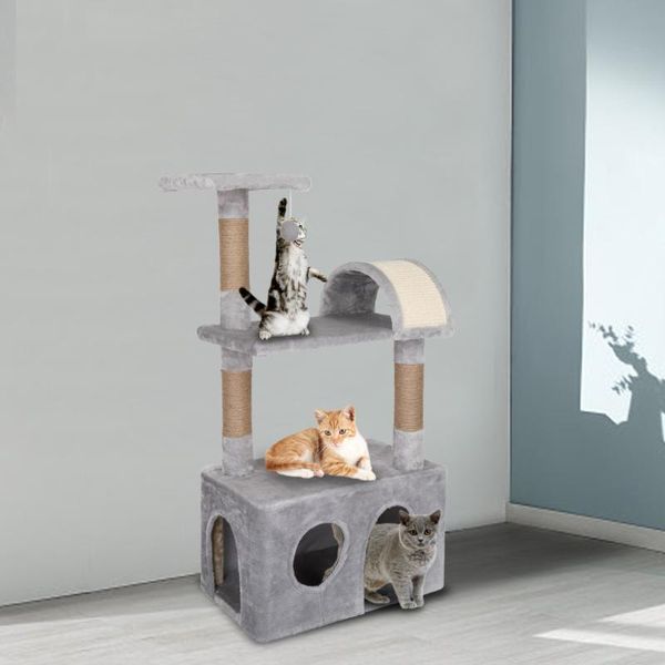 cat beds & furniture 39" tree tower with plush condos, scratching post, toy, light grey pet scratcher post climbing jumping
cat beds & furniture 39" tree tower with plush condos, scratching post, toy, light grey pet scratcher post climbing jumping