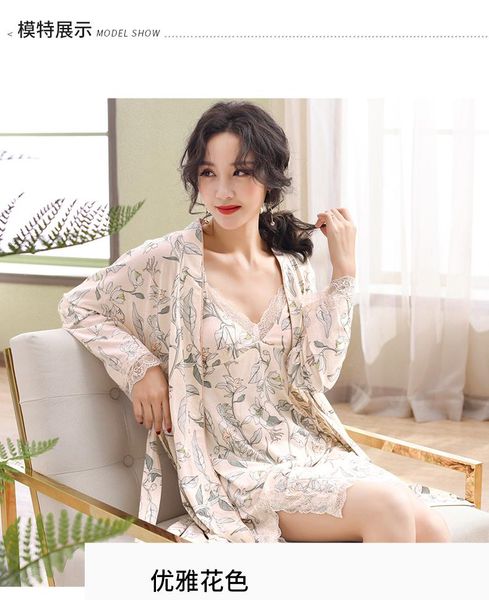 women's underwear 2-piece set cotton print above knee robe & gown sets long sleeve and strap skirt sleepwear, Black;red
women's underwear 2-piece set cotton print above knee robe & gown sets long sleeve and strap skirt sleepwear, Black;red