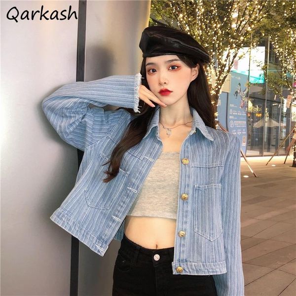 women's jackets women cropped outwear denim design vintage korean style students all-match pockets tender basic ulzzang chic trendy, Black;brown
women's jackets women cropped outwear denim design vintage korean style students all-match pockets tender basic ulzzang chic trendy, Black;brown