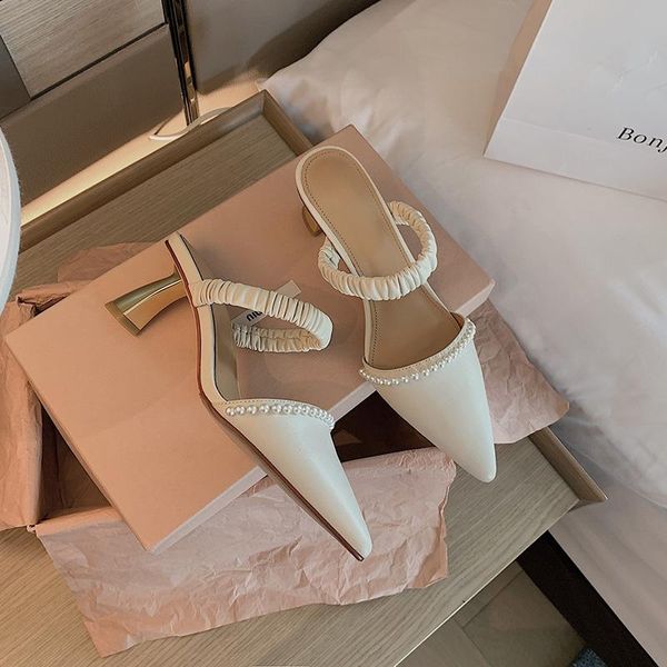 korean style sandals 2021 summer women's thin heel pearl decorative one-line mid dress shoes, Black
korean style sandals 2021 summer women's thin heel pearl decorative one-line mid dress shoes, Black