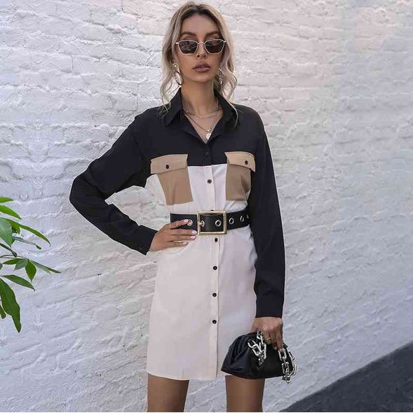 new oversized splicing spring summer cardigan women's casual belt single breasted long sleeve shirt dresses for fashion 210413, Black;gray
new oversized splicing spring summer cardigan women's casual belt single breasted long sleeve shirt dresses for fashion 210413, Black;gray