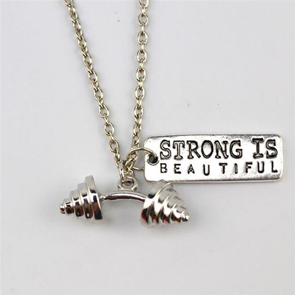 fashion design sporty necklace cute barbell and fitness suitable words written in plate pendant zinc alloy drop necklaces, Silver
fashion design sporty necklace cute barbell and fitness suitable words written in plate pendant zinc alloy drop necklaces, Silver