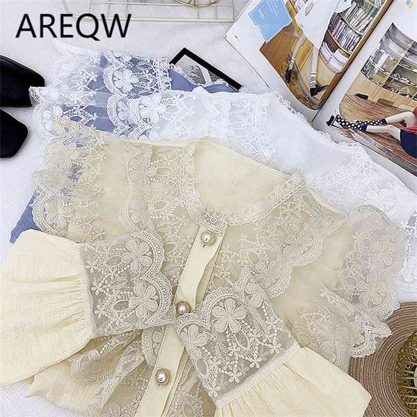 stand-up collar all-match embroidery ruffled lace stitching puff sleeves slimming bottoming shirt female trend 210507, White
stand-up collar all-match embroidery ruffled lace stitching puff sleeves slimming bottoming shirt female trend 210507, White