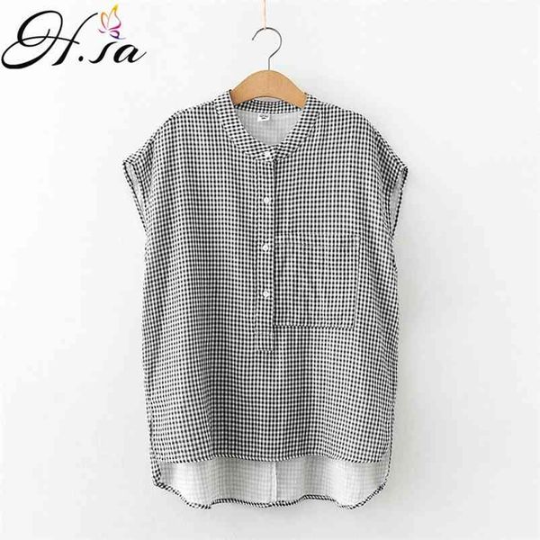 hsa women shirts picket blouses feminine blouse casual plaid stand collar ol style loose 210430, White
hsa women shirts picket blouses feminine blouse casual plaid stand collar ol style loose 210430, White