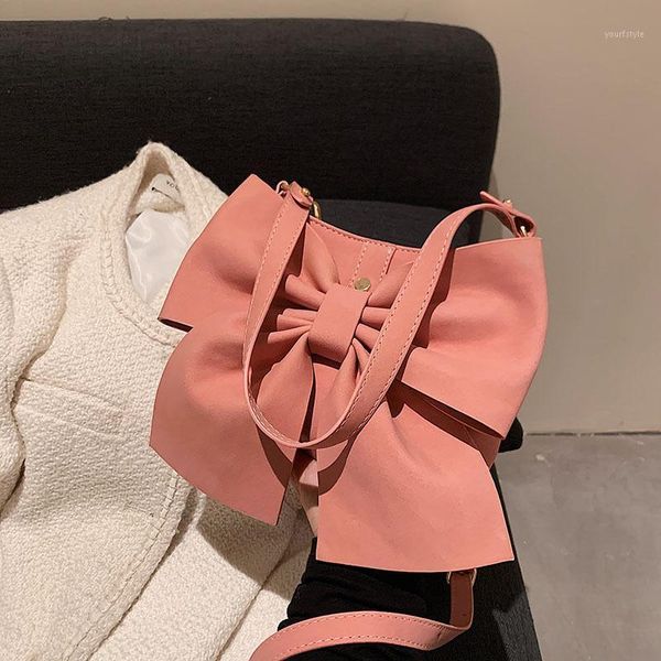 evening bags women's portable bucket bag 2021 autumn and winter handbags fashion sweet bow frosted shoulder women