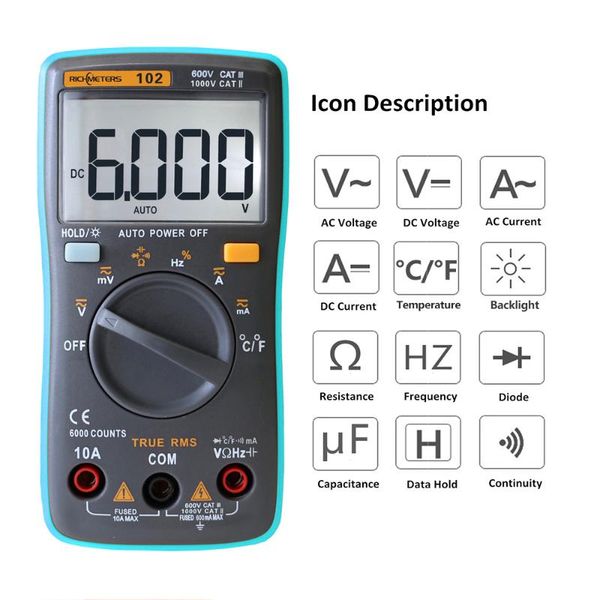 multimeters richmeters rm102 multifunction digital multimeter ac/dc voltage current tongs resistance diode capacitance temperature tester
multimeters richmeters rm102 multifunction digital multimeter ac/dc voltage current tongs resistance diode capacitance temperature tester