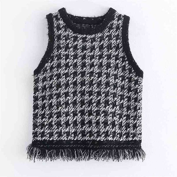 women autumn plaid vest coats vintage tassel twill o-neck sleeveless fashion street female elasticity waistcoats clothing 210513, Black;white
women autumn plaid vest coats vintage tassel twill o-neck sleeveless fashion street female elasticity waistcoats clothing 210513, Black;white