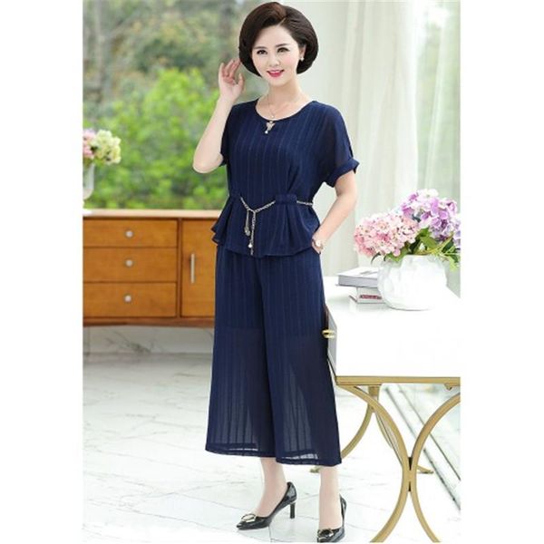 two piece dress chiffon 2 set women pullover + elastic waist pant suits female stripe chain belt short sleeve sets for mother rm50197, White
two piece dress chiffon 2 set women pullover + elastic waist pant suits female stripe chain belt short sleeve sets for mother rm50197, White