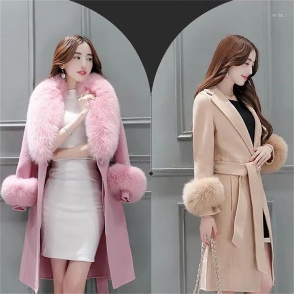 women's wool & blends 2021 woolen coat mid-length autumn and winter lace large collar coat. detachable fur, Black
women's wool & blends 2021 woolen coat mid-length autumn and winter lace large collar coat. detachable fur, Black