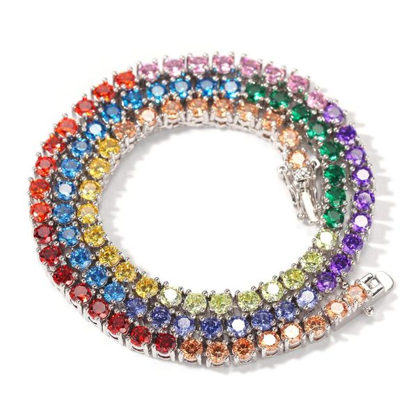 chains 4mm hip hop iced out multicolor rainbow tennis chain rhinestone necklace mens women bling colorful luxury rapper jewelry gifts, Silver
chains 4mm hip hop iced out multicolor rainbow tennis chain rhinestone necklace mens women bling colorful luxury rapper jewelry gifts, Silver