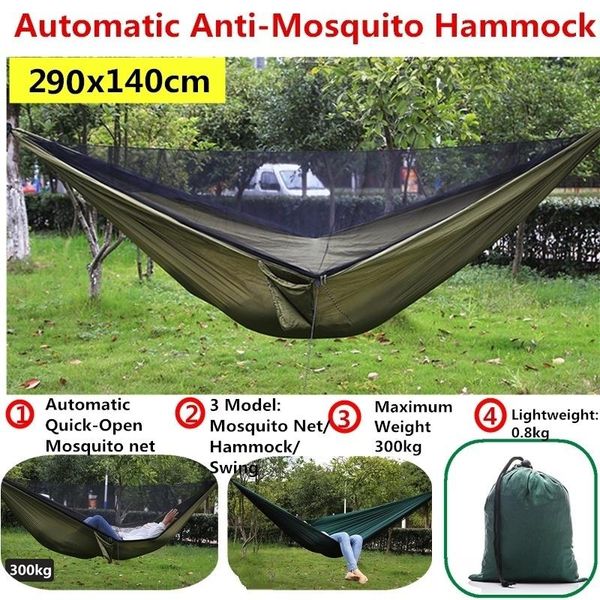 camp furniture 290x140cm automatic quick-open anti-mosquito hammock outdoor single double with mosquito net recreation
camp furniture 290x140cm automatic quick-open anti-mosquito hammock outdoor single double with mosquito net recreation