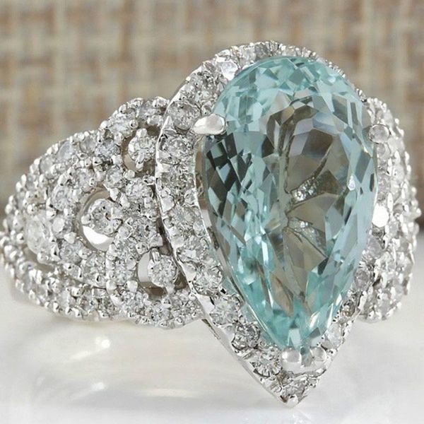 big lake blue crystal ring zircon open adjustable for women wedding rings, Slivery;golden
big lake blue crystal ring zircon open adjustable for women wedding rings, Slivery;golden