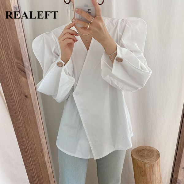 autumn women's blouse puff sleeve cross v-neck office lady shirts elegant female loose korean style 210428, White
autumn women's blouse puff sleeve cross v-neck office lady shirts elegant female loose korean style 210428, White