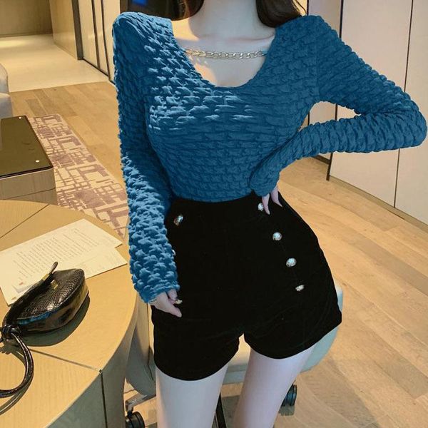 women's t-shirt 2021 spring women bottoming retro slim chain v-neck long sleeve shirt lady casual t minimalist elasticity, White
women's t-shirt 2021 spring women bottoming retro slim chain v-neck long sleeve shirt lady casual t minimalist elasticity, White