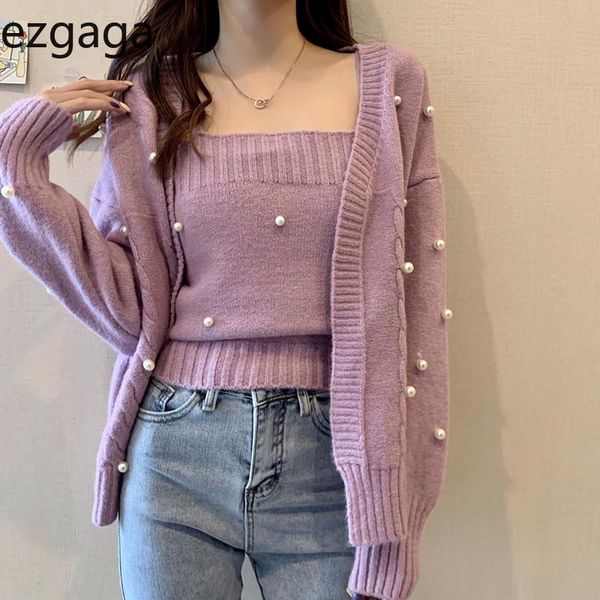 women's tracksuits ezgaga two piece set women loose long sleeve knitted cardigan and camisole tender pearl purple fashion sweater 2 out, Gray
women's tracksuits ezgaga two piece set women loose long sleeve knitted cardigan and camisole tender pearl purple fashion sweater 2 out, Gray