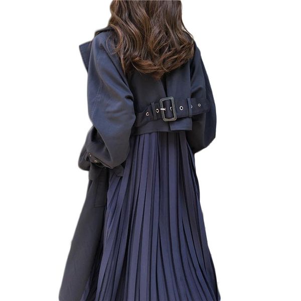women's trench coats 2021 fashion trend women long coat pleated chiffon splice female spring elegant loose big size send within 12h, Tan;black
women's trench coats 2021 fashion trend women long coat pleated chiffon splice female spring elegant loose big size send within 12h, Tan;black