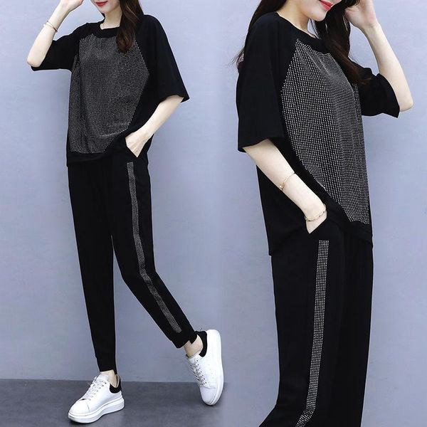 women's two piece pants 3xl plus size beadings tracksuit women set summer clothes pullover t-shirt and suits sets casual outfits, White
women's two piece pants 3xl plus size beadings tracksuit women set summer clothes pullover t-shirt and suits sets casual outfits, White