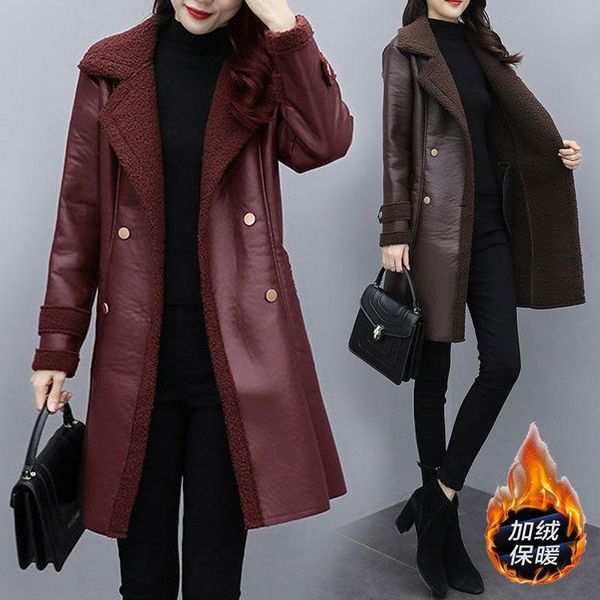 women's leather & faux winter fashion jacket women plus size 5xl velvet warm loose long coats windproof waterproof pu jackets, Black
women's leather & faux winter fashion jacket women plus size 5xl velvet warm loose long coats windproof waterproof pu jackets, Black