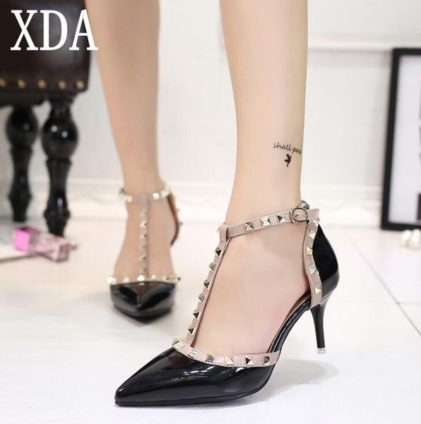 summer women shoes fashion buckles rivets high heel t-strap heels pointed-toe shallow mouth sandals, Black
summer women shoes fashion buckles rivets high heel t-strap heels pointed-toe shallow mouth sandals, Black