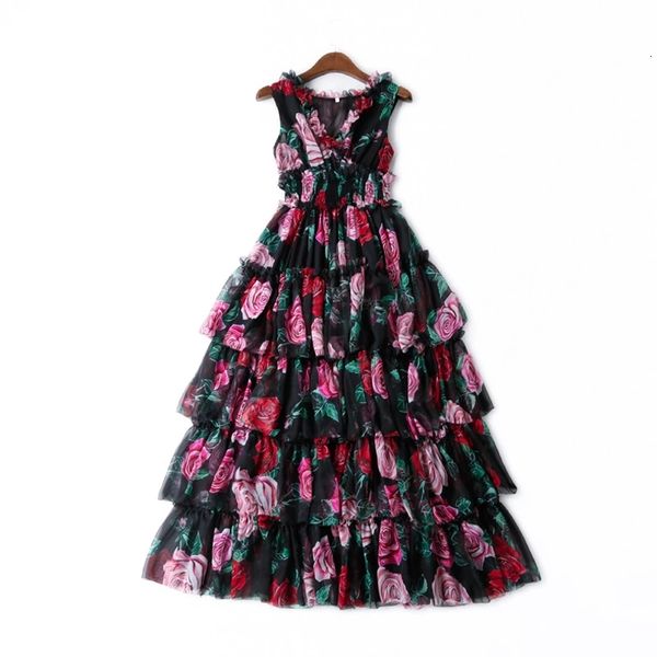 runway dresses european and american elegant holiday style high-quality pink rose print wood ear v-neck elastic waist cake dress qj4h, Black
runway dresses european and american elegant holiday style high-quality pink rose print wood ear v-neck elastic waist cake dress qj4h, Black