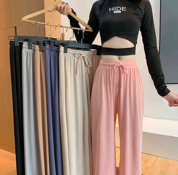 pants & capris solid thin loose elastic high waist pink wide leg pant drawstring casual chic korean wild women clothing bottom 210429, Black;white
pants & capris solid thin loose elastic high waist pink wide leg pant drawstring casual chic korean wild women clothing bottom 210429, Black;white