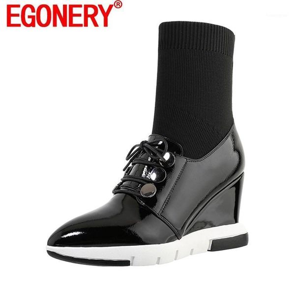 boots egonery women style sock genuine leather pointed toe wedges woman shoes high heels fashion ankle laced up1, Black
boots egonery women style sock genuine leather pointed toe wedges woman shoes high heels fashion ankle laced up1, Black