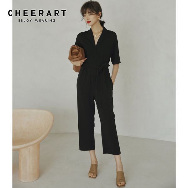 black summer jumpsuit women v neck chiffon short sleeve romper jump suit korean style ladies overalls one piece outfits 210427, Black;white
black summer jumpsuit women v neck chiffon short sleeve romper jump suit korean style ladies overalls one piece outfits 210427, Black;white