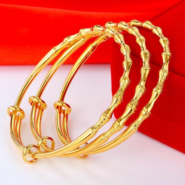 bangle womens bamboo knot brass 24k yellow gold plated push-pull bracelet implication bring good luck jewelry wholesale, Black
bangle womens bamboo knot brass 24k yellow gold plated push-pull bracelet implication bring good luck jewelry wholesale, Black