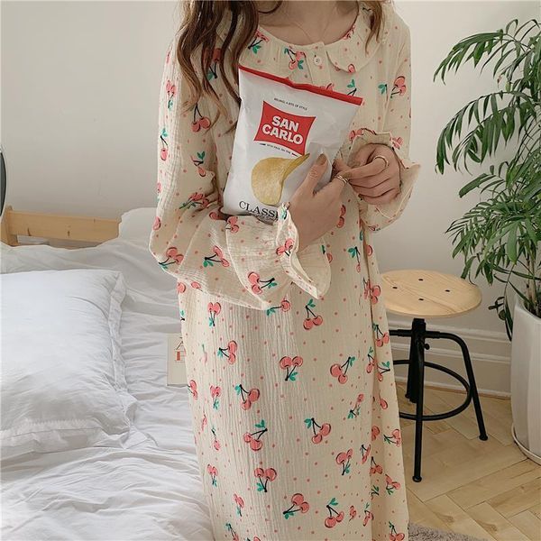 big cherry round neck womens sleepwears print home clothes pajamas set long sleeve shirt pyjamas pants sleepwear loose nightgowns y105, Black;red
big cherry round neck womens sleepwears print home clothes pajamas set long sleeve shirt pyjamas pants sleepwear loose nightgowns y105, Black;red