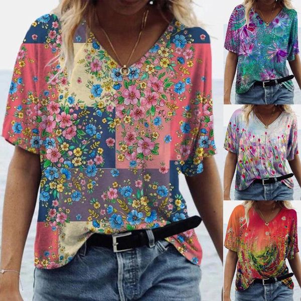 plus size pullover women's tee funy female v-neck t-shirt ladies floral printed short sleeve, White
plus size pullover women's tee funy female v-neck t-shirt ladies floral printed short sleeve, White