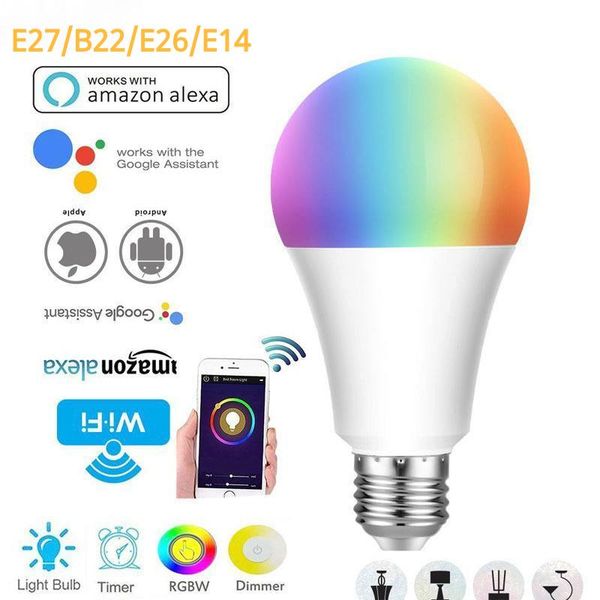 bulbs voice control 12w led rgb smart light bulb dimmable e27 b22 e26 e14 wifi magic lamp ac 110v 220v work with alexa google home
bulbs voice control 12w led rgb smart light bulb dimmable e27 b22 e26 e14 wifi magic lamp ac 110v 220v work with alexa google home