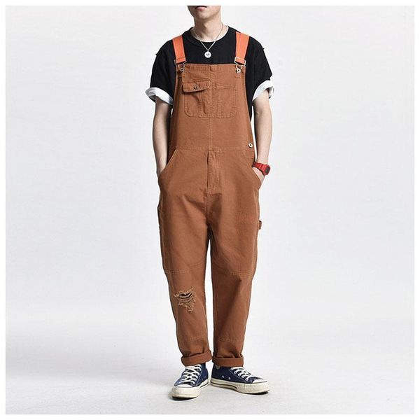 men's jeans destroy hole bib overalls streetwear vintage cargo jumpsuit trousers man women couple loose casual denim pants, Blue
men's jeans destroy hole bib overalls streetwear vintage cargo jumpsuit trousers man women couple loose casual denim pants, Blue