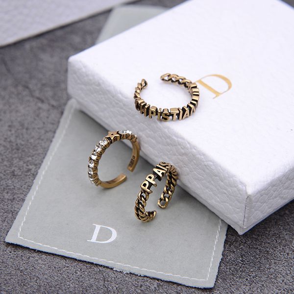 design jewelry 2021 new brass five pointed star letter chain small fashion three in one open ring female, Silver
design jewelry 2021 new brass five pointed star letter chain small fashion three in one open ring female, Silver