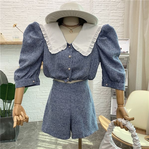 women's jumpsuits & rompers korean elegant casual crop pants set fashion 2 piece sleeve shirt elastic waist shorts two suits 3, Black;white
women's jumpsuits & rompers korean elegant casual crop pants set fashion 2 piece sleeve shirt elastic waist shorts two suits 3, Black;white
