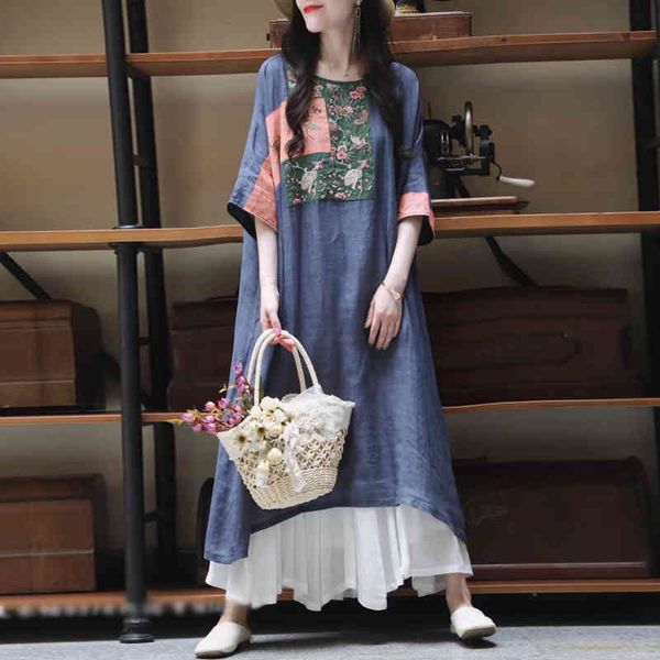 casual dresses johnature women embroidery floral cotton linen patchwork color robes summer loose clothes chinese dress lnoj, Black;gray
casual dresses johnature women embroidery floral cotton linen patchwork color robes summer loose clothes chinese dress lnoj, Black;gray