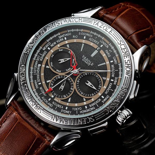 wristwatches yazole men watch waterproof male clock fashion men's watches leather business multifunction design, Slivery;brown
wristwatches yazole men watch waterproof male clock fashion men's watches leather business multifunction design, Slivery;brown
