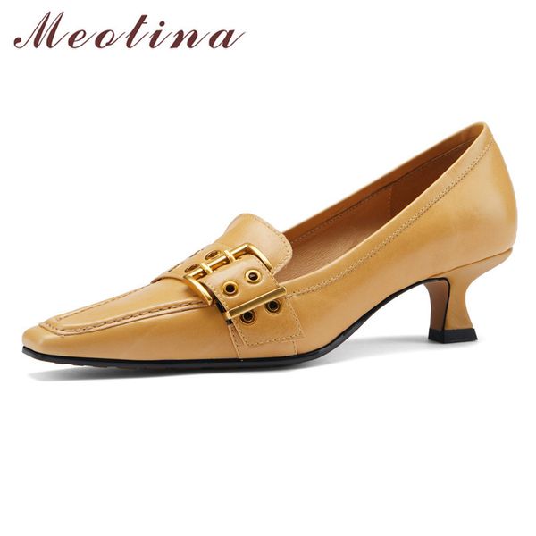 meotina mid heel pumps women genuine leather stiletto heels shoes fashion square toe footwear female buckle dress shoes yellow 210520, Black
meotina mid heel pumps women genuine leather stiletto heels shoes fashion square toe footwear female buckle dress shoes yellow 210520, Black