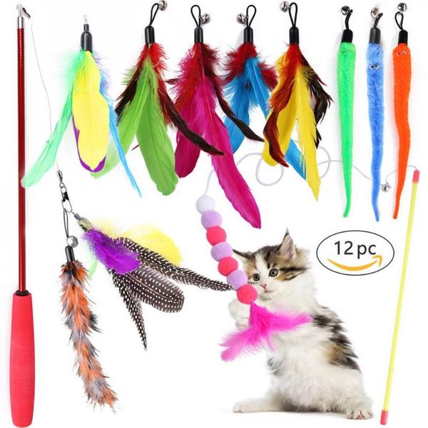 cat toys 12pcs funny feather toys, retractable wand toy replacement teaser with bell refills, interactive colored
cat toys 12pcs funny feather toys, retractable wand toy replacement teaser with bell refills, interactive colored
