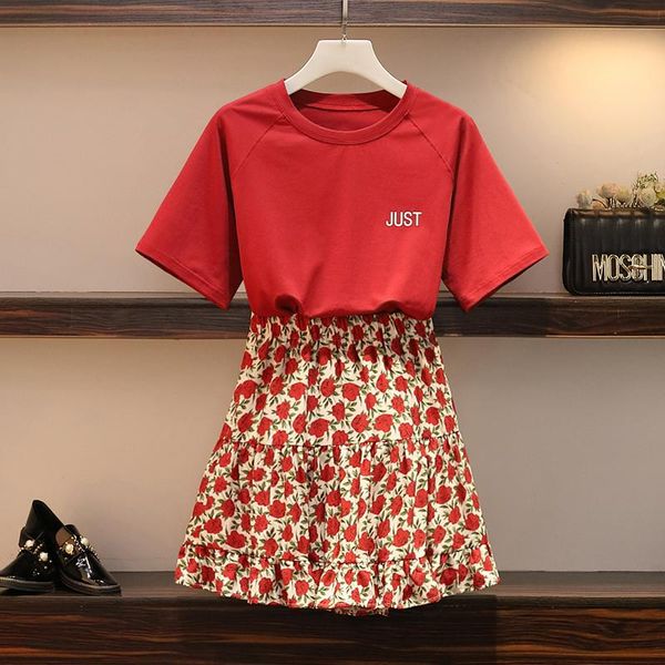 two piece dress xl-5xl plus size 2021 summer women 2 clothing set red tshirt elastic waist floral print short skirt suit, White
two piece dress xl-5xl plus size 2021 summer women 2 clothing set red tshirt elastic waist floral print short skirt suit, White