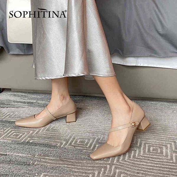 sophitina retro women's shoes leather buckle solid comfort tpr non-slip shoes square toe thick heel handmade female pumps so995 210513, Black
sophitina retro women's shoes leather buckle solid comfort tpr non-slip shoes square toe thick heel handmade female pumps so995 210513, Black