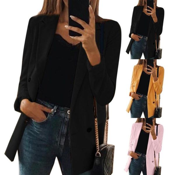 women's suits & blazers office ladies notched collar solid color women blazer single breasted autumn jacket 2021 casual pockets female, White;black
women's suits & blazers office ladies notched collar solid color women blazer single breasted autumn jacket 2021 casual pockets female, White;black