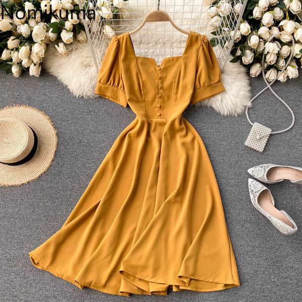 nomikuma summer puff short sleeve square collar dresses korean slim waist a-line vestidos elegant women dress 6e976 210427, Black;gray
nomikuma summer puff short sleeve square collar dresses korean slim waist a-line vestidos elegant women dress 6e976 210427, Black;gray