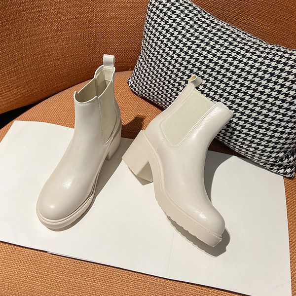 chelsea women's british style autumn and winter 2021 thick heel short middle elastic tube round head thin boots, Black
chelsea women's british style autumn and winter 2021 thick heel short middle elastic tube round head thin boots, Black