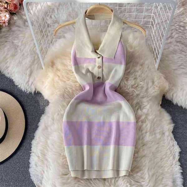 striped halter knit bodycon mini dress summer sleeveless women's open back skinny party casual streetwear 210603, Black;gray
striped halter knit bodycon mini dress summer sleeveless women's open back skinny party casual streetwear 210603, Black;gray