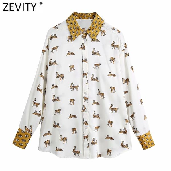 zevity women vintage turn down collar patchwork print satin smock blouse female tiger kimono shirts chic blusas ls7658 210419, White
zevity women vintage turn down collar patchwork print satin smock blouse female tiger kimono shirts chic blusas ls7658 210419, White